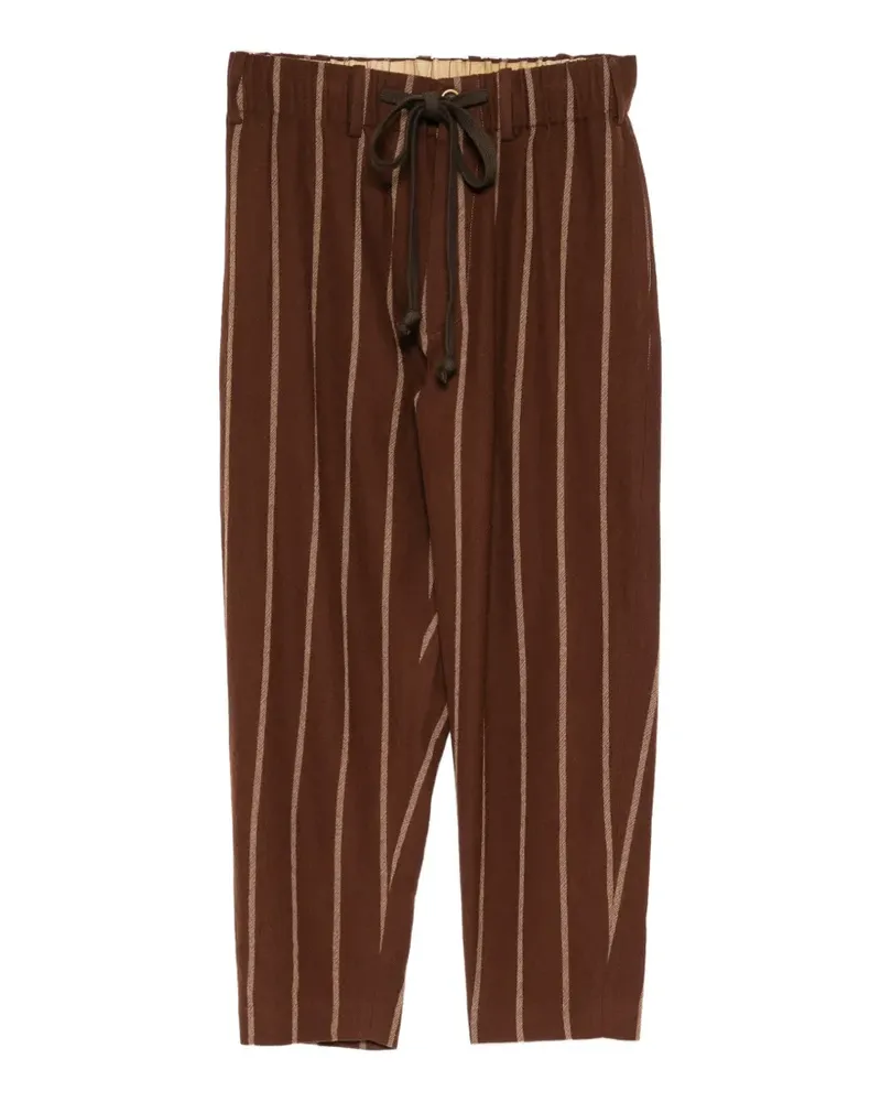 Uma Wang Gestreifte Hose mit Kordelzug - Braun Braun