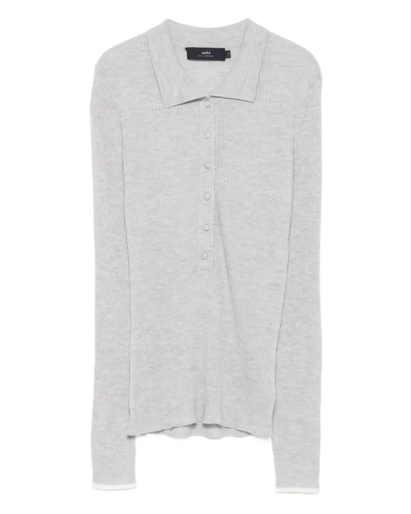 arch4 Geripptes Poloshirt - Grau Grau
