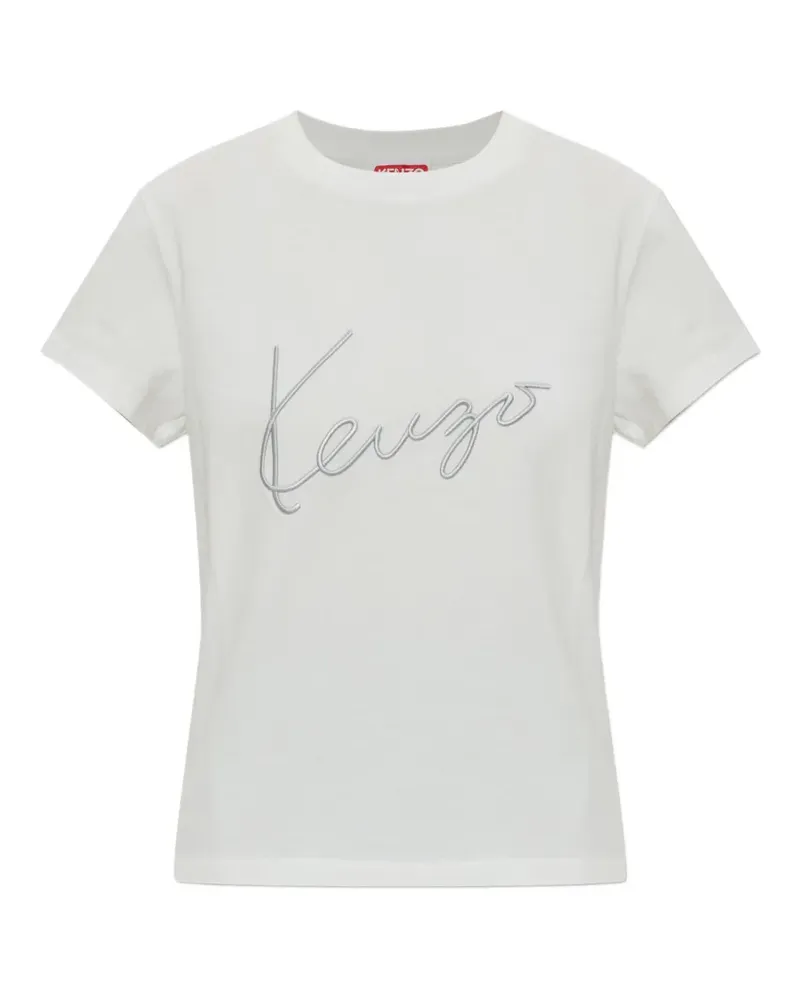 Kenzo Signature logo-embroidered cotton T-shirt - Weiß Weiß