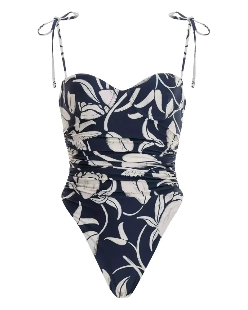 AGUA BENDITA Badeanzug mit Blumen-Print - Blau Blau