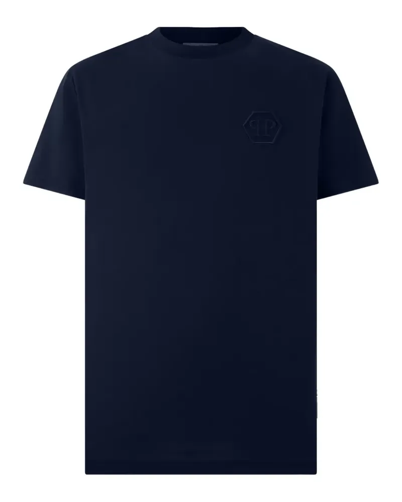 Philipp Plein Hexagon T-Shirt mit Stickerei - Blau Blau
