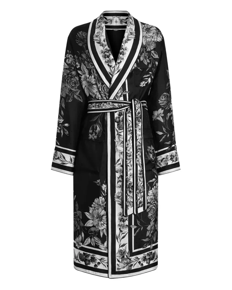 Dolce & Gabbana Morgenmantel mit Blumenprint - Schwarz Schwarz