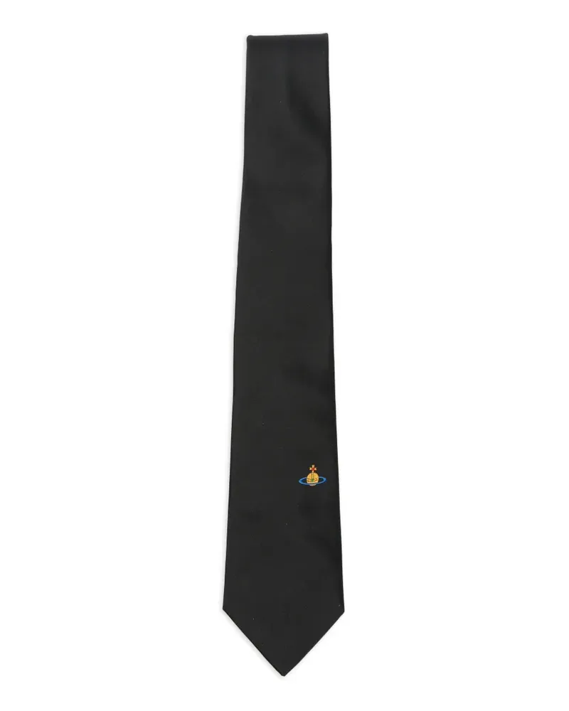 Vivienne Westwood Orb-embroidered silk tie - Schwarz Schwarz