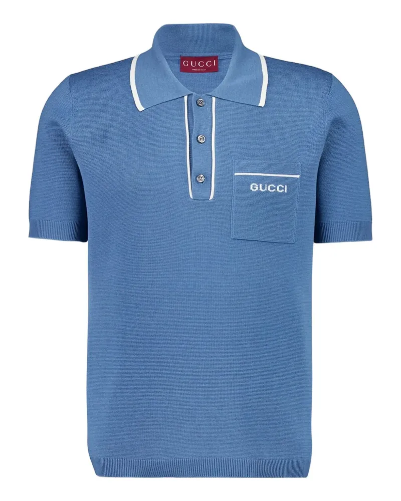Gucci Poloshirt mit Intarsien-Logo - Blau Blau