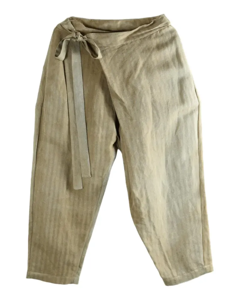 Uma Wang herringbone-pattern wrap-style trousers - Braun Braun