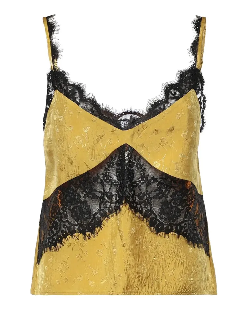 Pinko lace-trim floral-jacquard top - Gelb Gelb