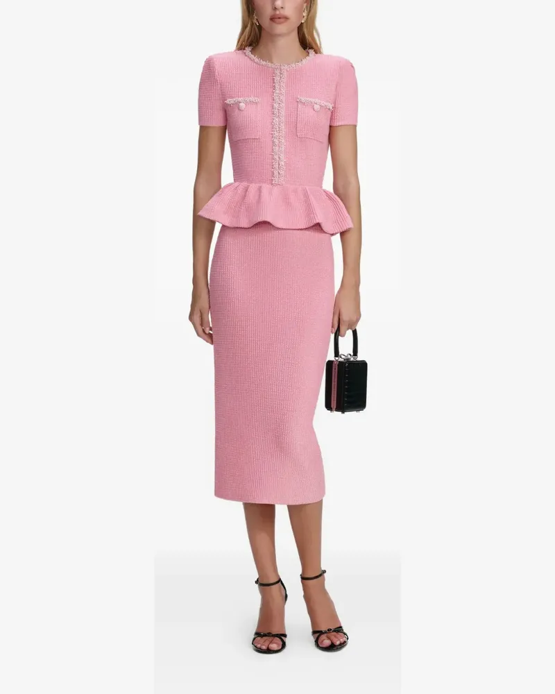 Self-Portrait Midikleid mit Perlenverzierung - Rosa Rosa