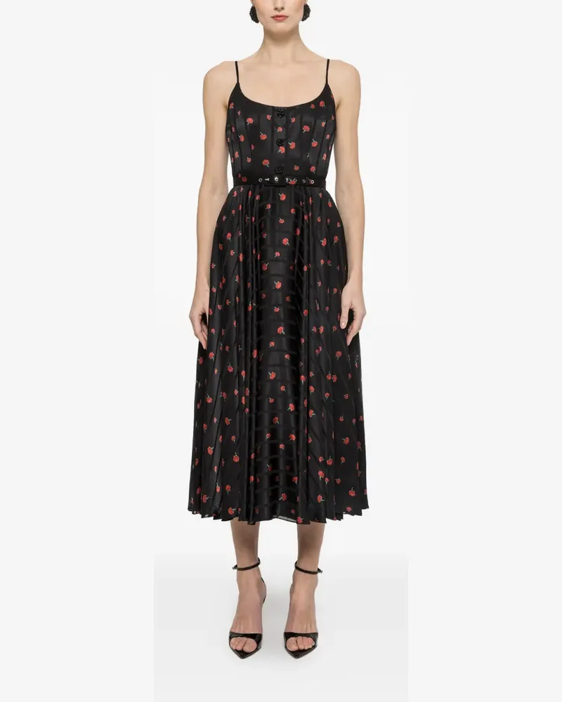 NISSA belted midi dress - Schwarz Schwarz