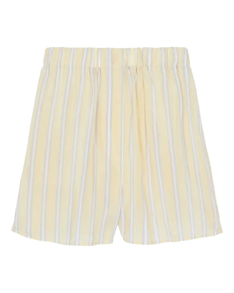 FRANKIE Shop Gestreifte Lui Cupro-Shorts - Gelb Gelb