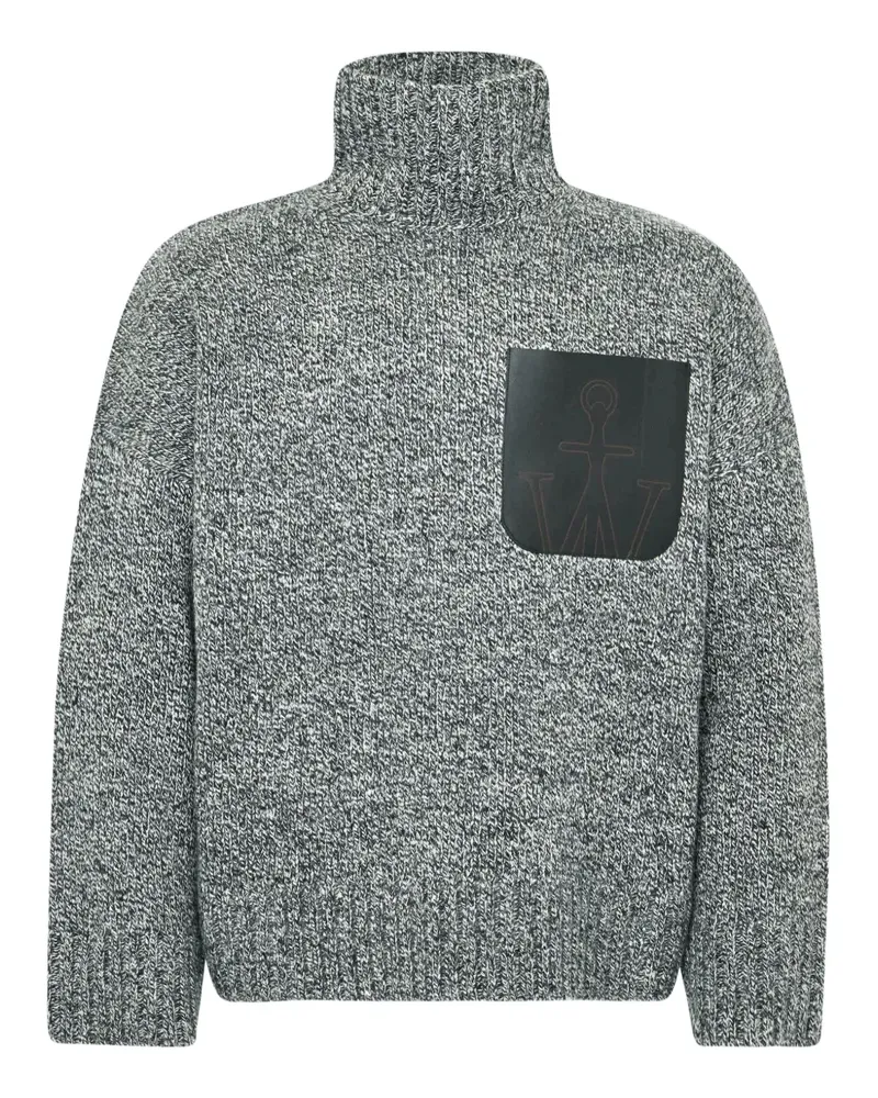 J.W.Anderson Stehkragen-Pullover mit Ledertasche - Grau Grau