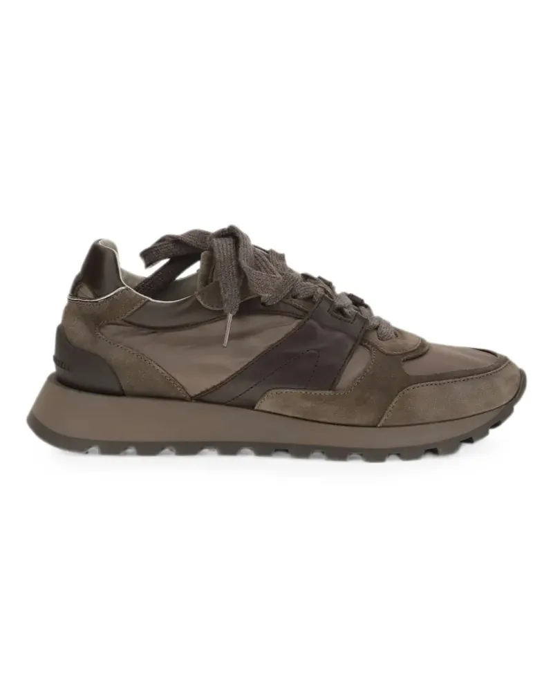 Brunello Cucinelli round-toe lace-up suede sneakers - Braun Braun