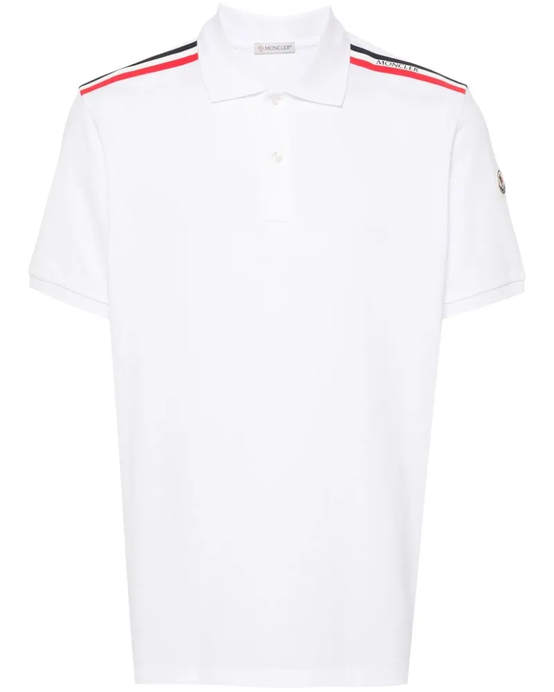 Moncler Poloshirt mit RWB-Streifen - Weiß Weiß
