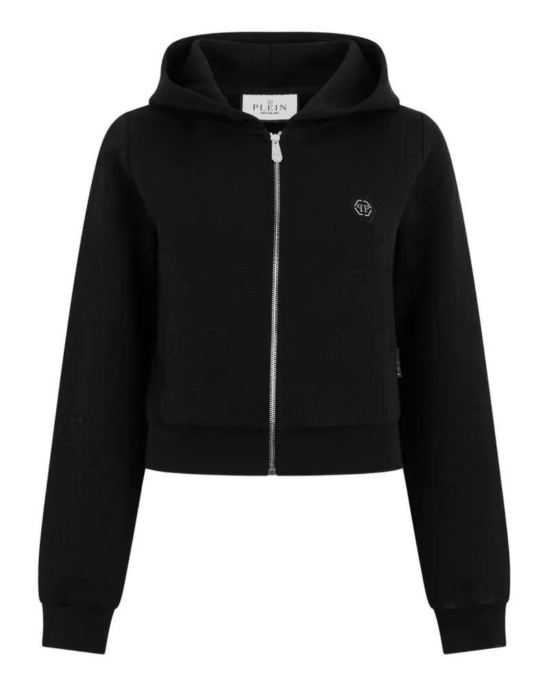 Philipp Plein Kapuzenjacke mit Logo-Patch - Schwarz Schwarz