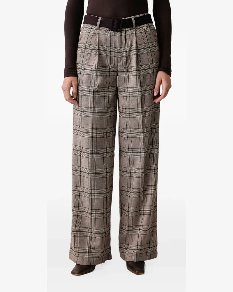 Silvian Heach check-pattern belted palazzo pants - Braun Braun