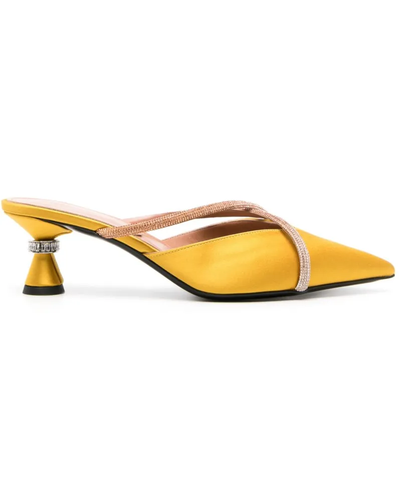 D’Accori Ella Mules aus Satin 50mm - Gelb Gelb
