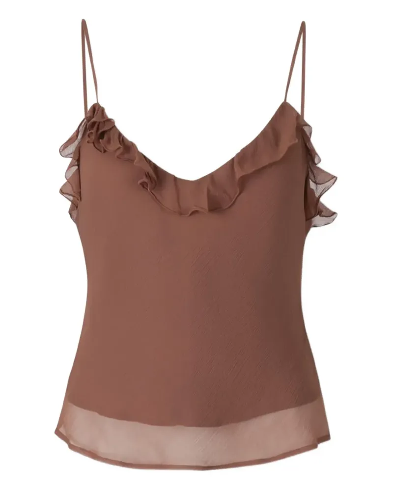 STAUD Gerüschte Bluse mit Spaghettiträgern - Braun Braun