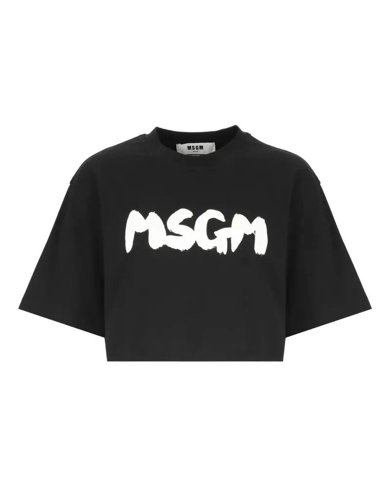 MSGM T-Shirt mit Logo-Print - Schwarz Schwarz