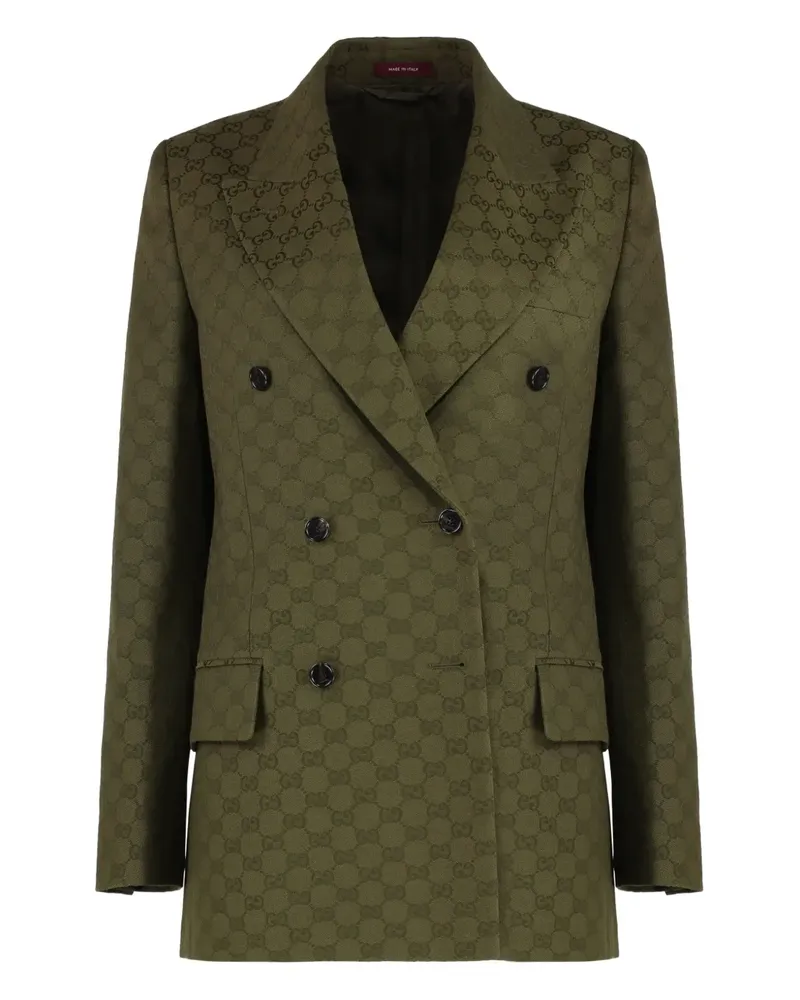 Gucci Wattierter Blazer mit GG-Muster - Grün Grün