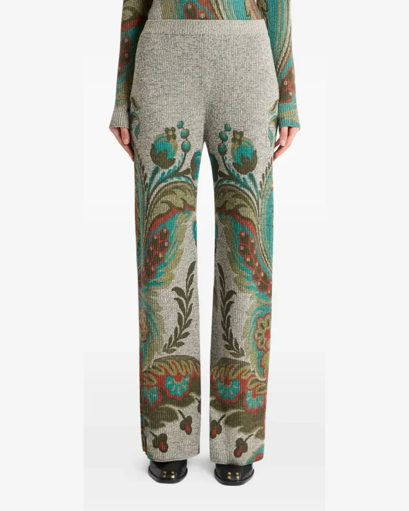 Etro Gerippte Hose mit Paisley-Print - Grau Grau