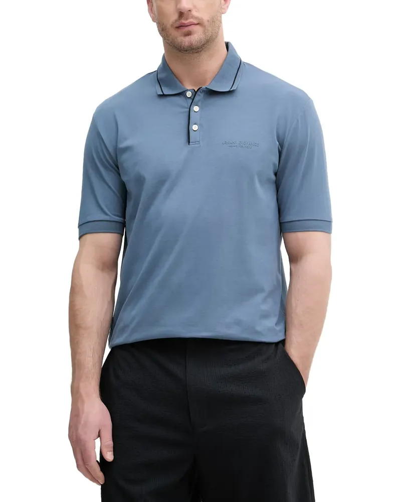 Armani Exchange logo-embossed short-sleeve polo shirt - Blau Blau