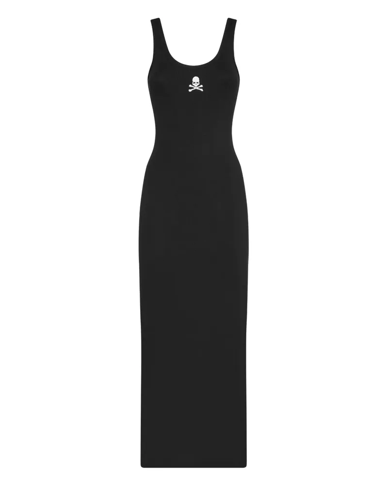 Philipp Plein Midikleid mit Totenkopfdetail - Schwarz Schwarz