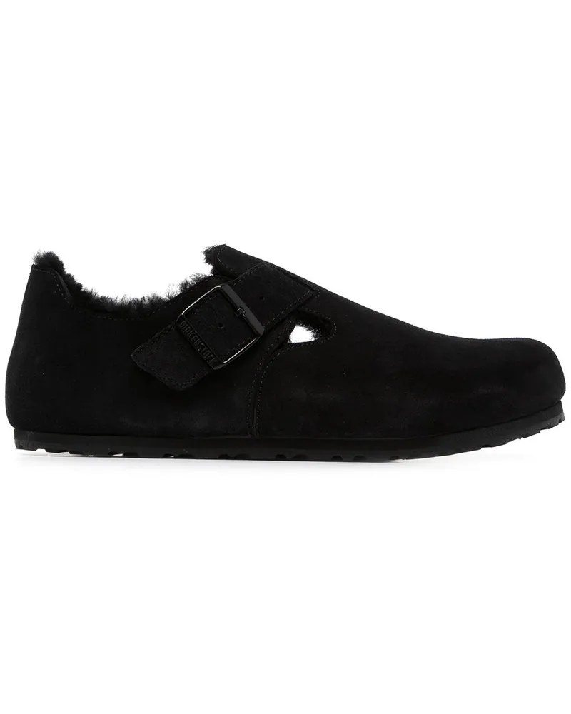Birkenstock London Slipper mit Shearling-Besatz - Schwarz Schwarz