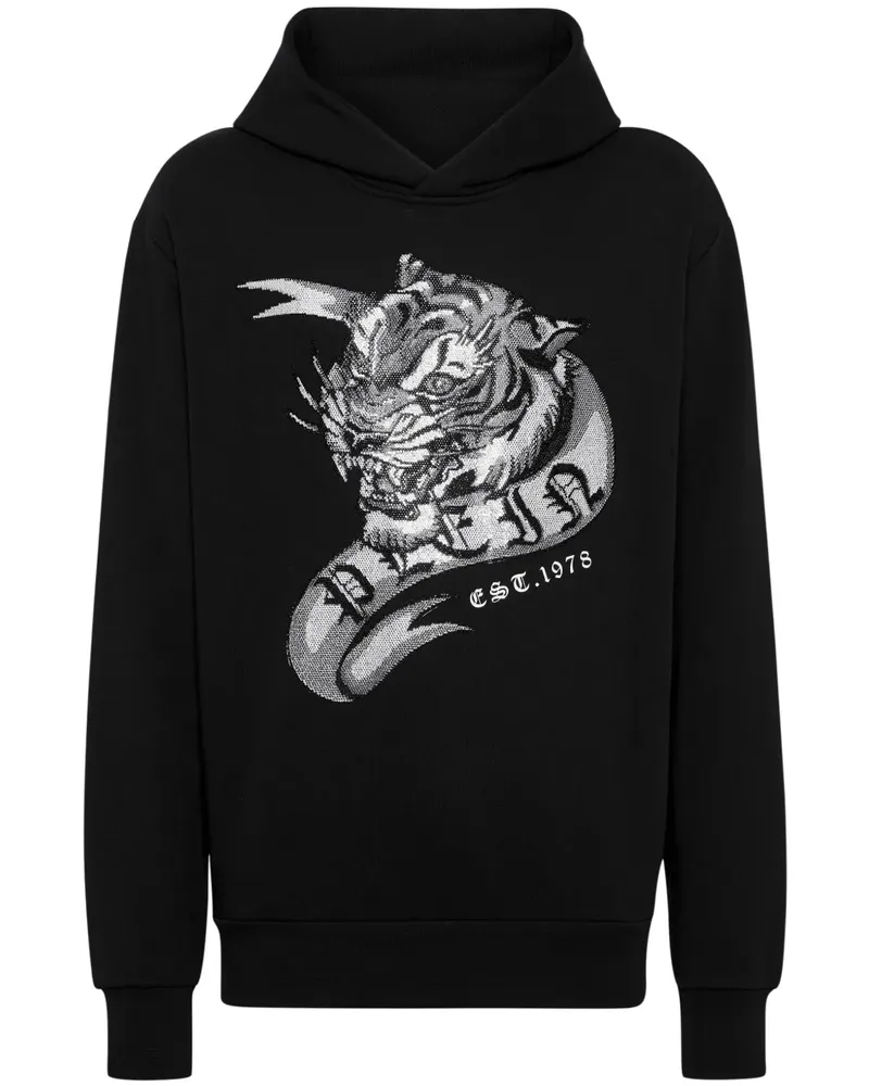 Philipp Plein Crystal Tattoo Hoodie mit Kristallen - Schwarz Schwarz