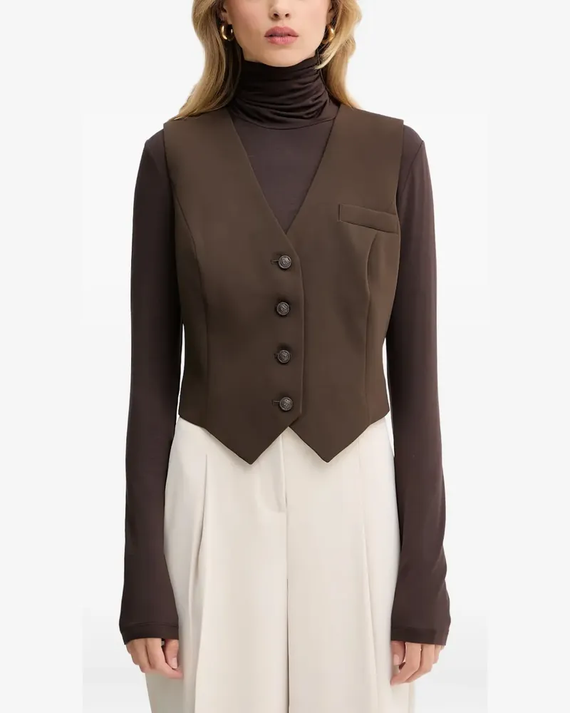 Guess Geknöpfte Weste mit Brusttasche - Braun Braun