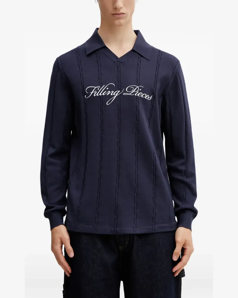 Filling Pieces logo-embroidered cable-knit sweatshirt - Blau Blau