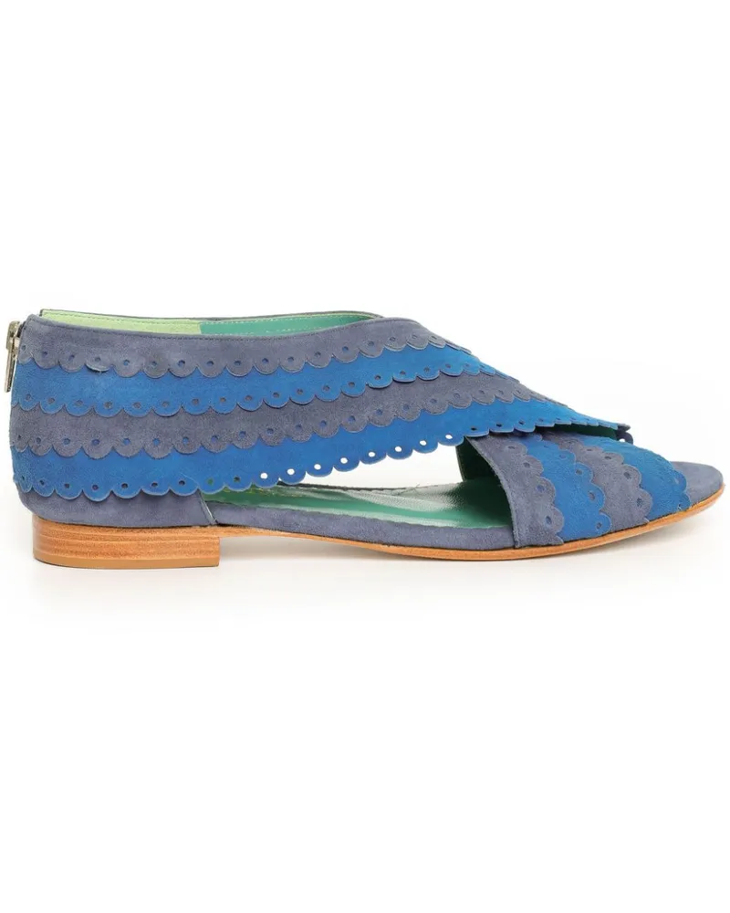 Sarah Chofakian Flache Lauder Sandalen mit überkreuzten Riemen - Blau Blau