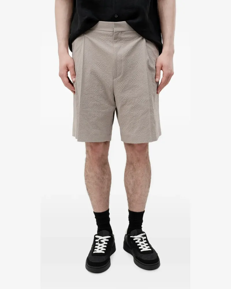 HUGO BOSS seersucker-texture pleated shorts - Nude Nude