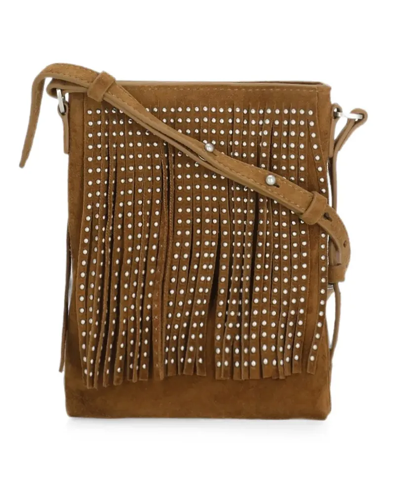 ash stud-embellished fringed shoulder bag - Braun Braun