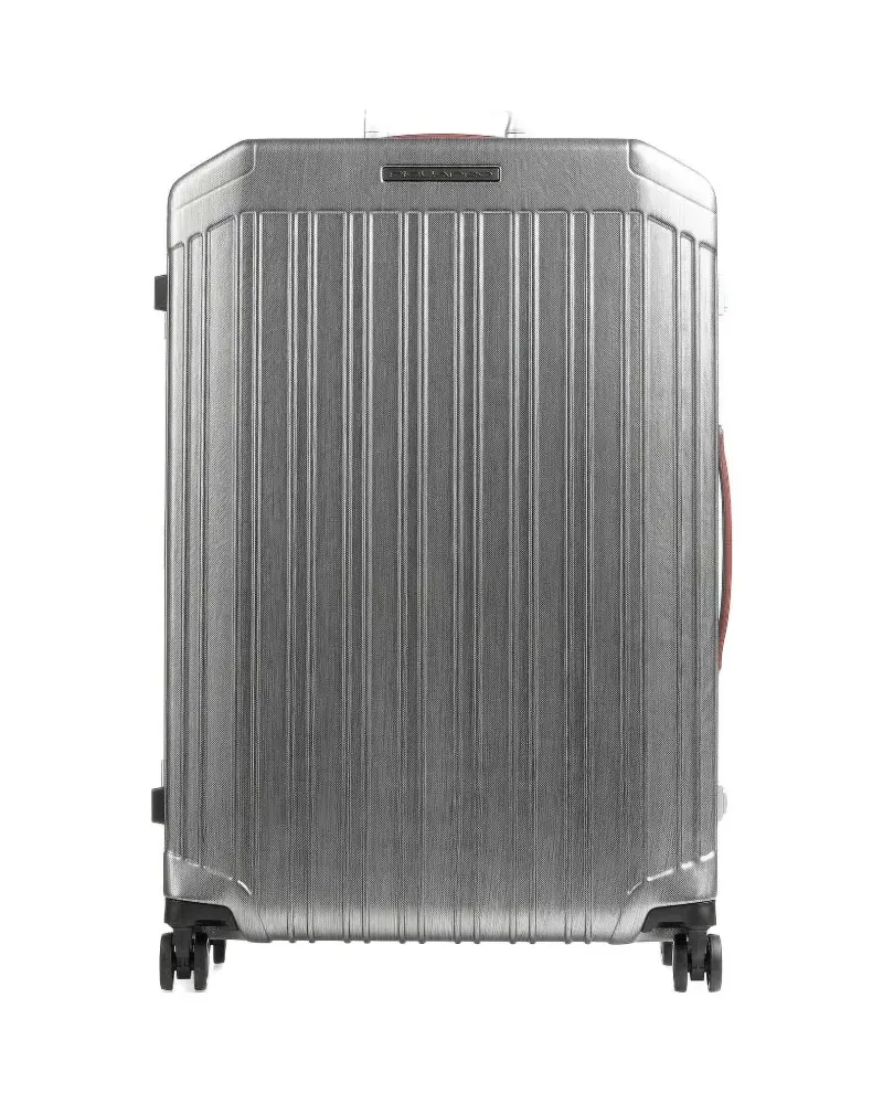 Piquadro Strukturierter Koffer mit Rollen - Silber Silber