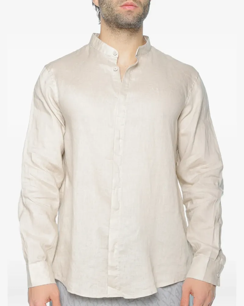 Armani Exchange mandarin-collar long-sleeved shirt - Nude Nude