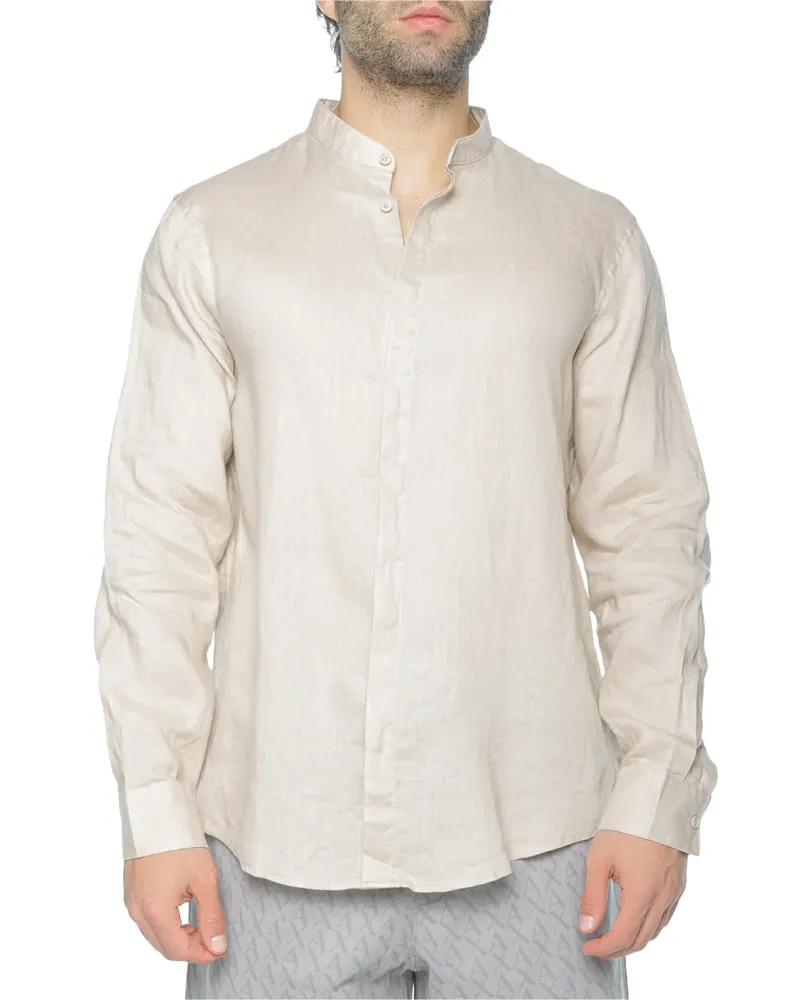 Armani Exchange mandarin-collar long-sleeved shirt - Nude Nude
