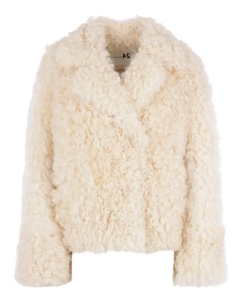Manzoni 24 Einreihige Shearling-Jacke - Weiß Weiß
