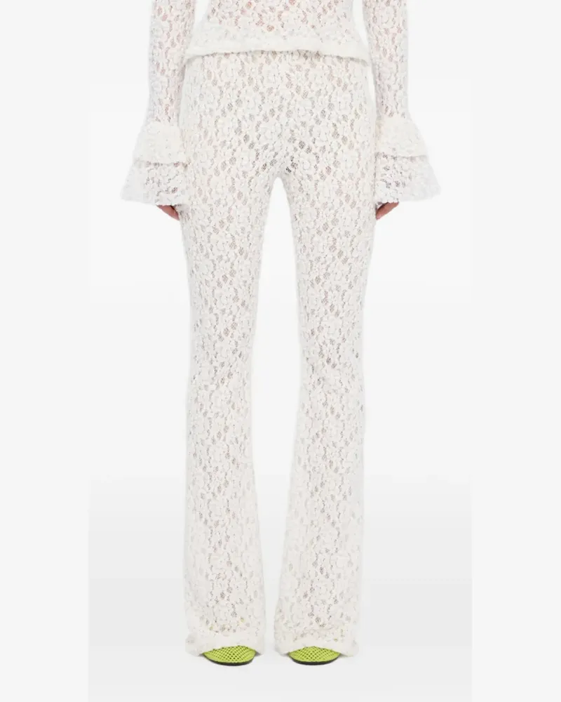 MSGM lace flared trousers - Weiß Weiß