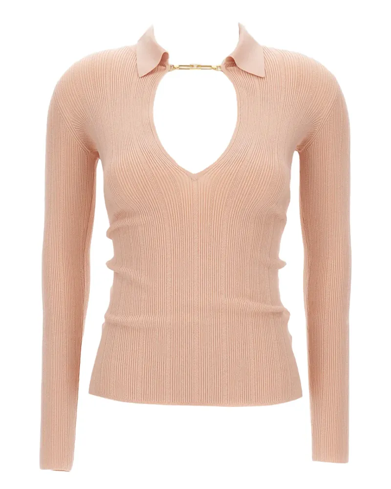 Elisabetta Franchi Gerippter Pullover mit Polokragen - Rosa Rosa