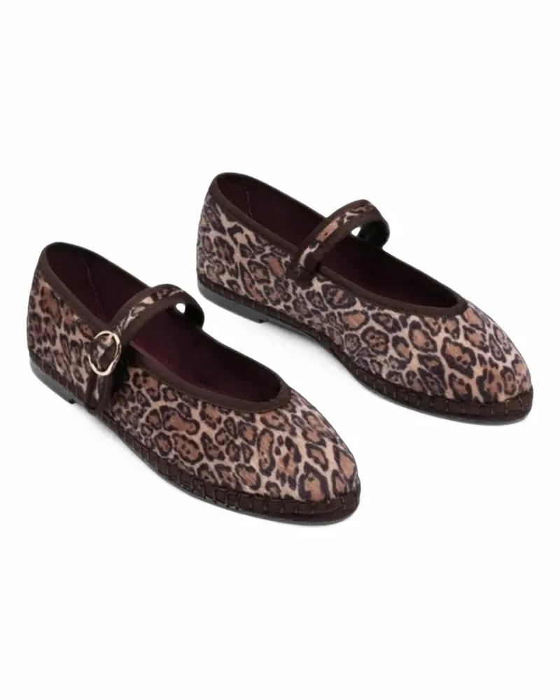 FLABELUS Pierre leopard-print velvet ballet flats - Braun Braun
