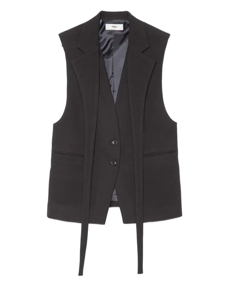 Muller of Yoshiokubo tie-detailing gilet - Schwarz Schwarz