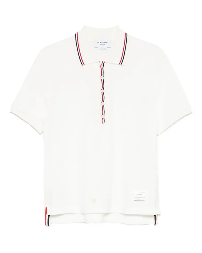 Thom Browne logo-patch polo shirt - Weiß Weiß