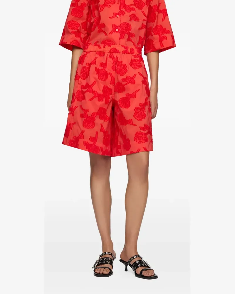 Ganni fil-coupé floral-pattern shorts - Rot Rot