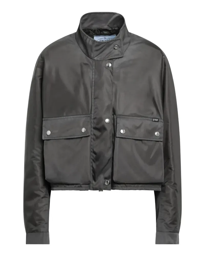 Prada Stehkragen-Jacke mit Taschendetail - Grau Grau