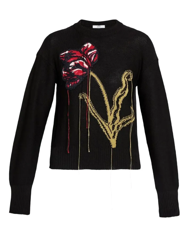 Erdem Pullover mit Blumen-Intarsie - Schwarz Schwarz
