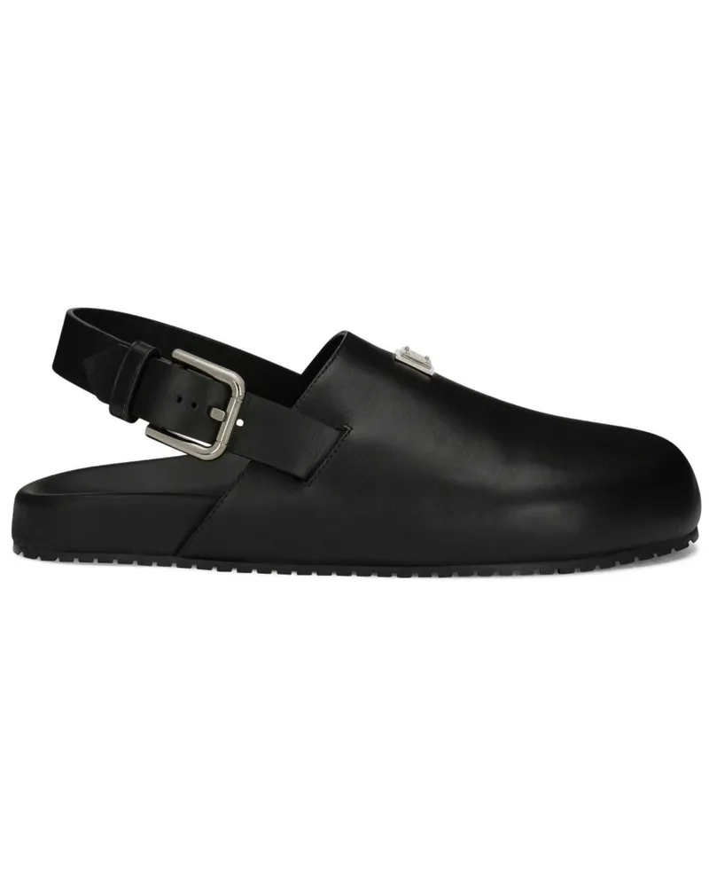 Dolce & Gabbana Sandalen mit Logo-Schild - Schwarz Schwarz