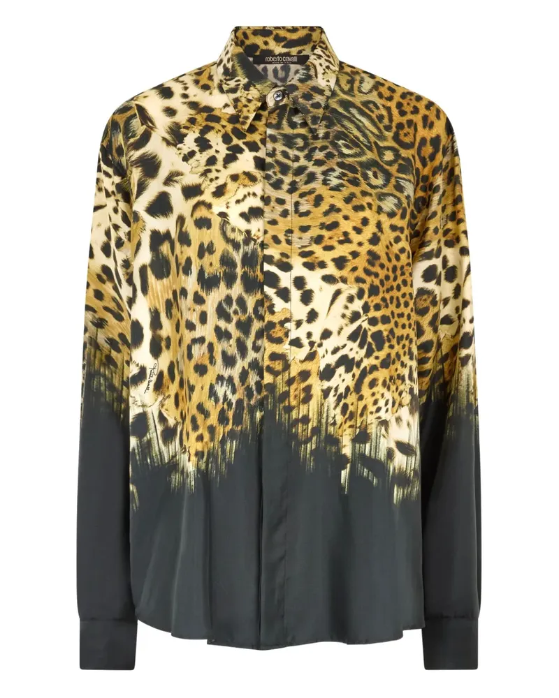 Roberto Cavalli Hemd mit Leoparden-Print - D0477 LIGHT BROWN D0477