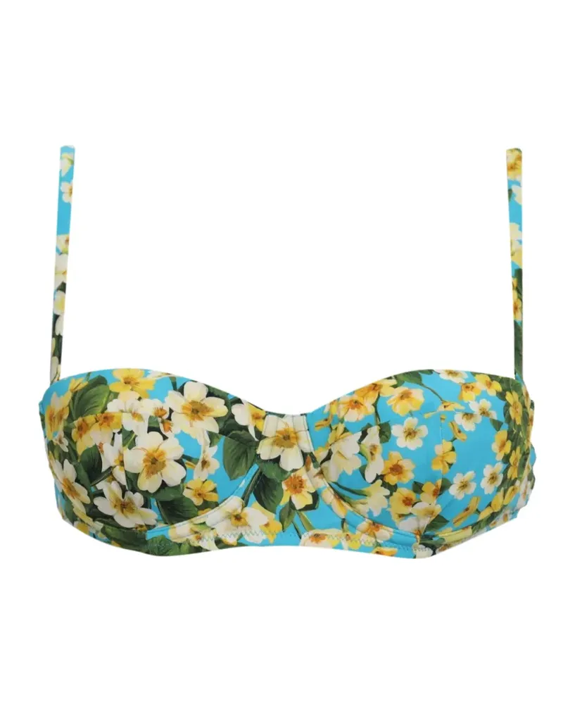 Dolce & Gabbana floral-print underwired bikini top - Blau Blau