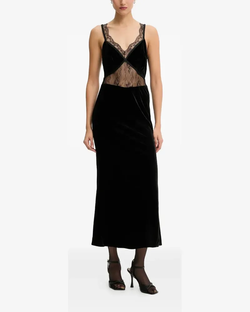 Never Fully Dressed lace-panel midi dress - Schwarz Schwarz
