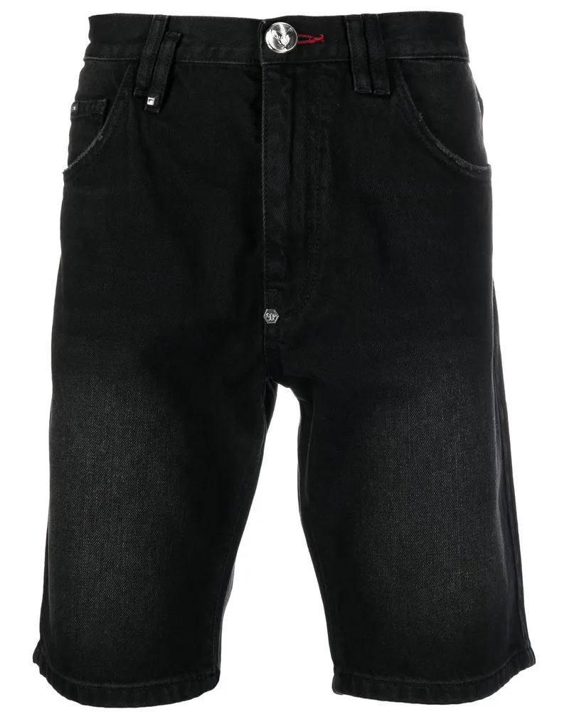 Philipp Plein Knielange Jeans-Shorts Schwarz