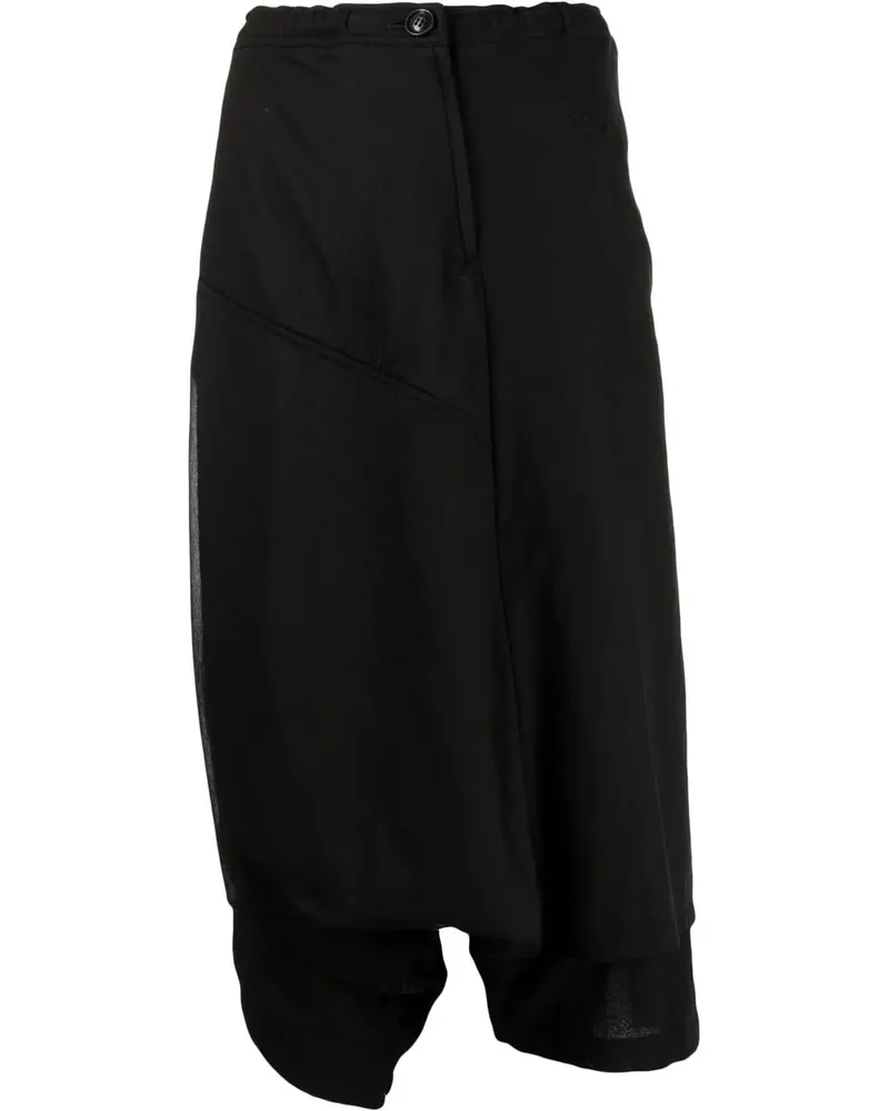 Yohji Yamamoto Asymmetrische Cropped-Hose - Schwarz Schwarz